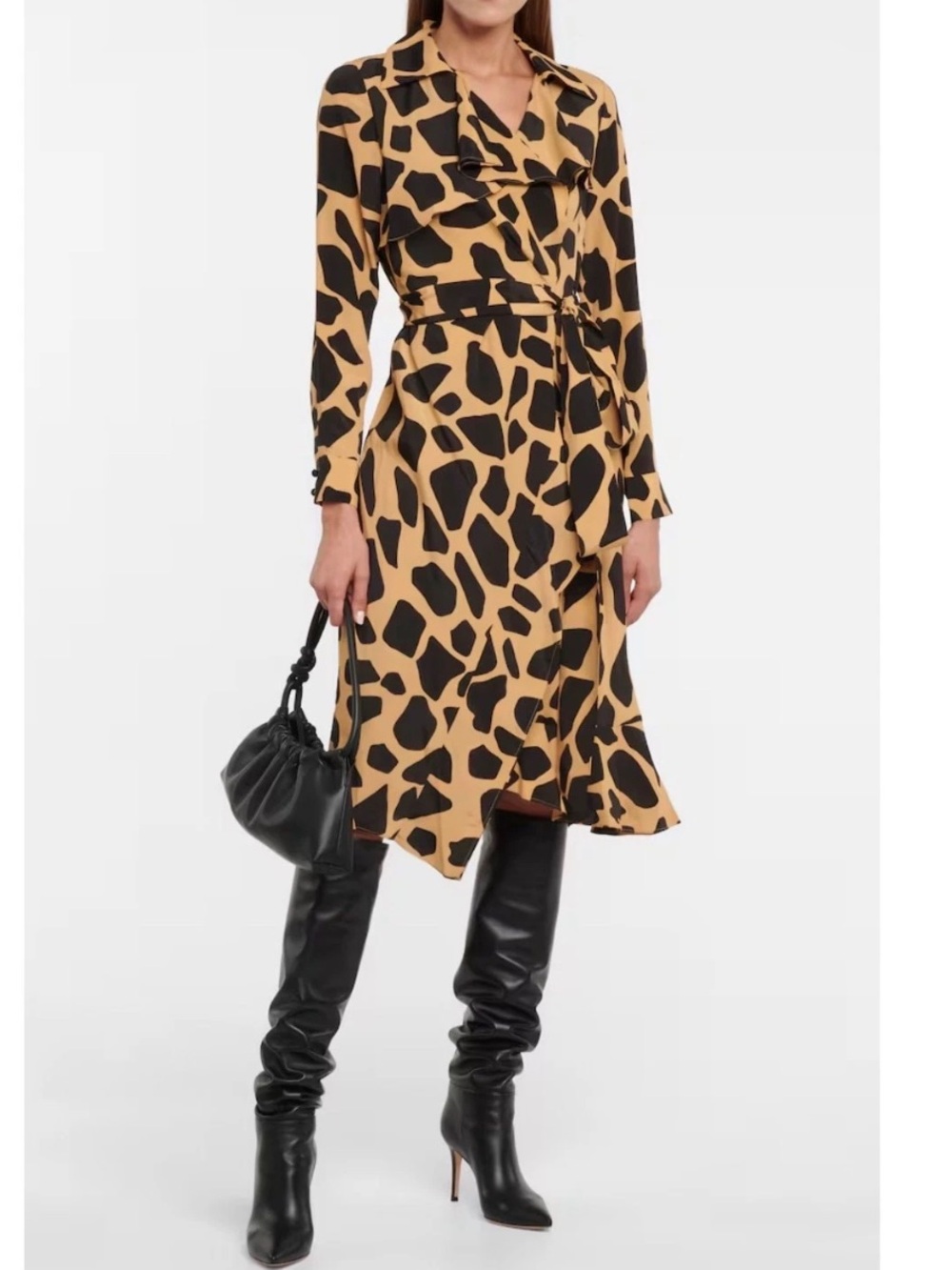DIANE VON FURSTENBERG Size 10 Eden 
Giraffe Printed Crepe De Chine Wrap Dress